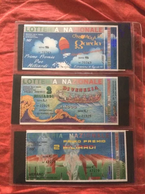 Lotto Biglietto Lotteria GARDA + VENEZIA + MERANO 1991 con tagliando