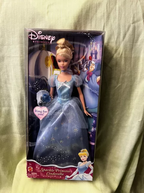 Disney Sparkle Princess Cinderella Doll & Ring Mattel Barbie New in Box