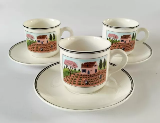 Villeroy and Boch Design Naif Cups and Saucers x 3 - Laplau - The Gardener