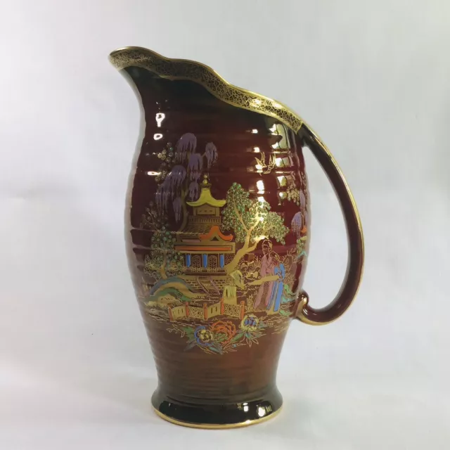 Vintage Crown Devon Fieldings rot königlich Chinoiserie Kronleuchter Vase/Krug E20.7