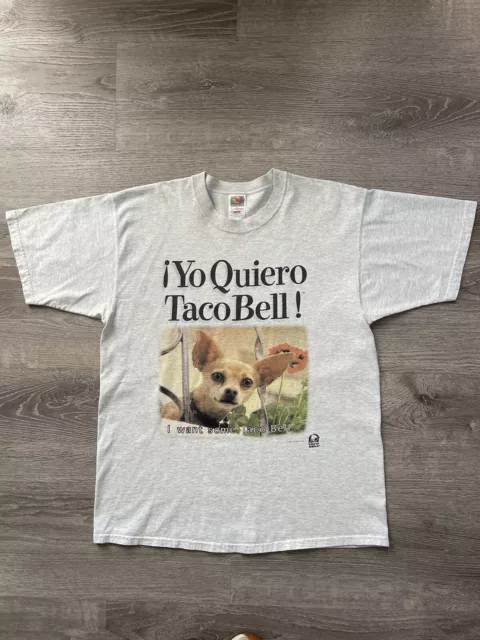Taco Bell Graphic T-Shirt Men’s L Gray Vintage Loftee 1986 Yo Quiero