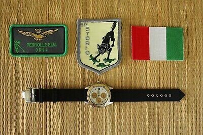Seiko 150 Italian Air Force Military Aviator Chronograph Pilot Watch + Patch Set