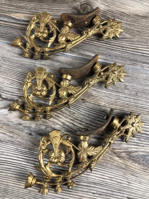 Vintage Antique Floral Flower Metal Wall Shelf Brackets? Architectural Hardware