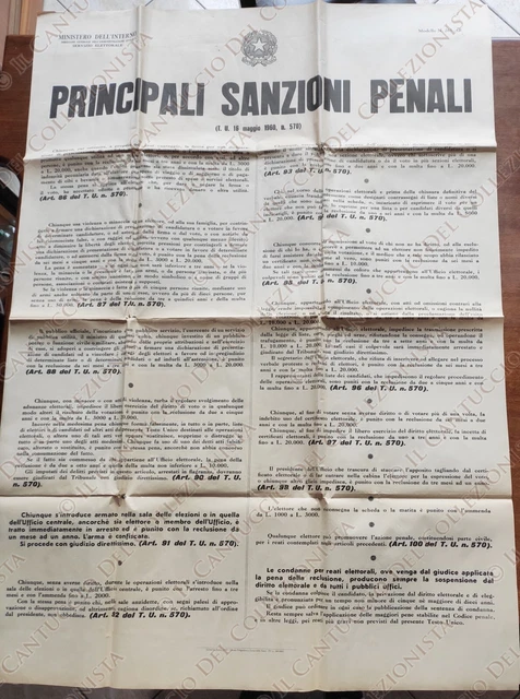 1980 Principali Sanzioni Penali Reati elettorali Elezioni manifesto