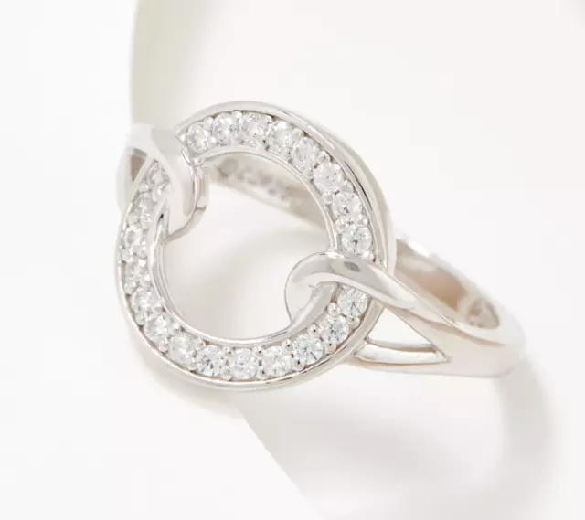 Diamonique x Lisa Mason CZ Round "Circle of Hope" Ring Size 7 Sterling Silver