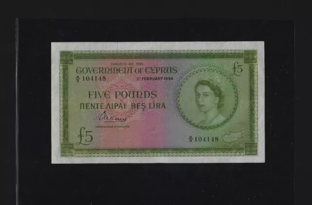 CYPRUS 5 Pounds 1956 P-36 EF-AUNC