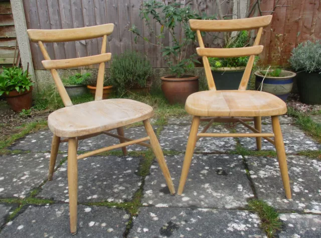 Vintage Ercol Child's Stacking Chairs (2) Red Dot, Beech Frame, Elm Seat. GC.