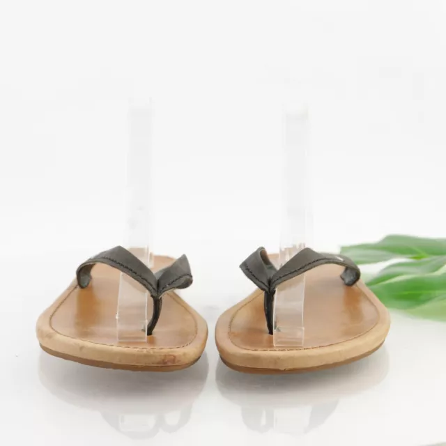 UGG Women's Elyza Sandal Size 10 Thong Slide Flip Flop Black Leather Shoe Comfy 3