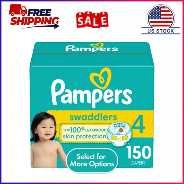 Pampers Swaddlers Diapers, Size 4, 150 Count