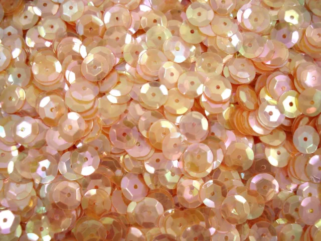 Sequins Cup 10mm Peach Transparent AB 20g Dance Bead Craft Fashion FREE POSTAGE