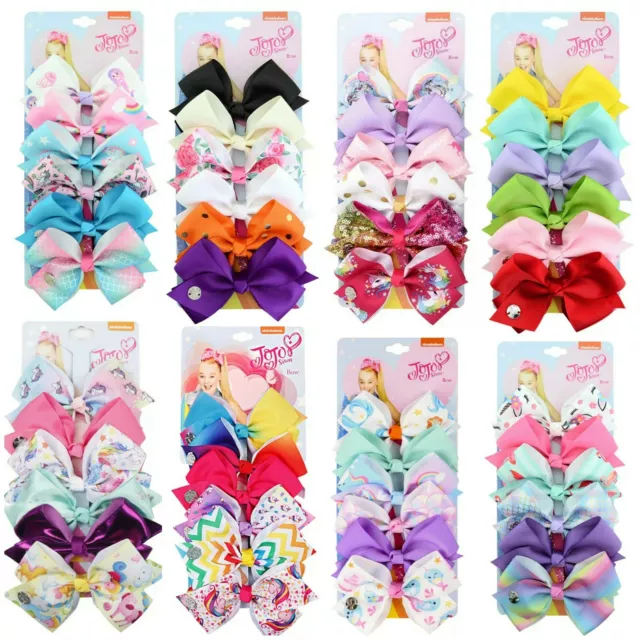 JoJo Siwa 6 Pcs 5" / 7pcs 3.5" Ribbon Bow Alligator Hair Clip - Baby Girls