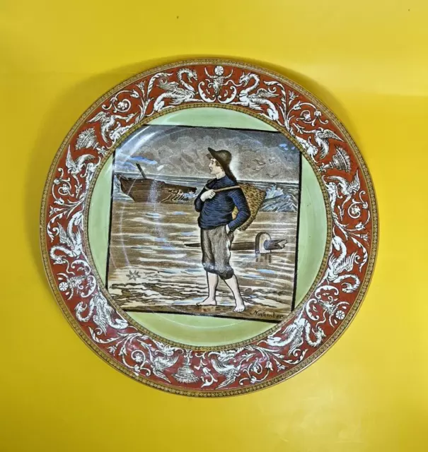 Antique Helen Miles WEDGWOOD Aesthetic Movement Polychrome Month Plate NOVEMBER