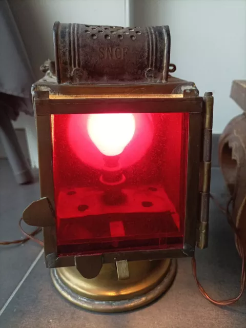 Ancienne Lampe, Lanterne, Halogène SNCF Vers 1900 Électrifiée, Fonctionne