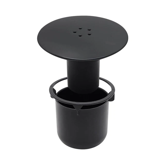 BLACK SHOWER WASTE Drain Cap Tube/Cup Cover Cubicle 115mm Drain