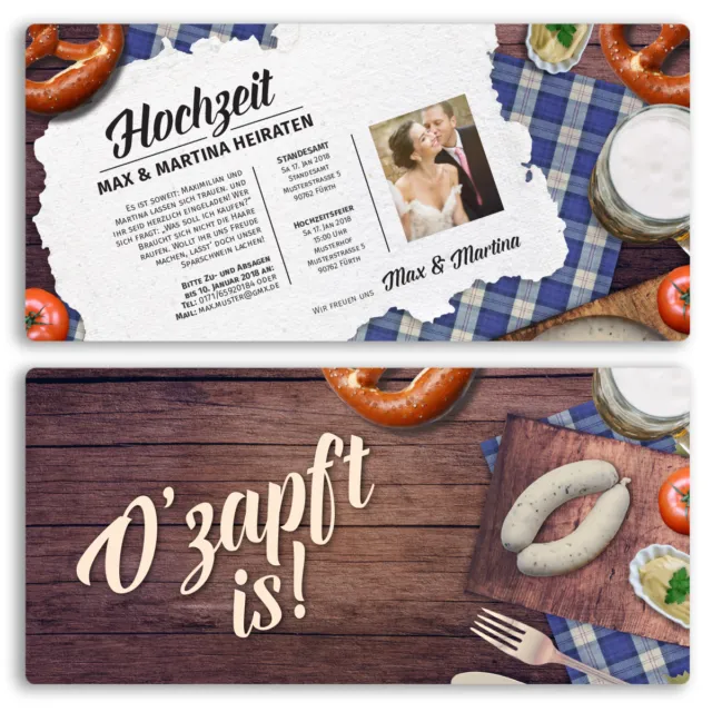 Einladungskarten zur Hochzeit Oktoberfest Feier Bier Frühschoppen Einladung