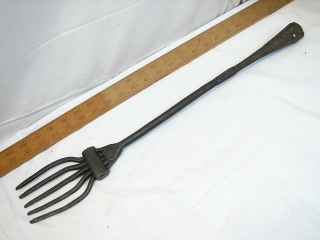 Antique 5-Tine Fish Eel Frog Gig Tool Spear Head Hand Forged Fishing Tool Fork Antique 5-Tine Fish Eel Frog Gig Tool Spear Head Hand Forged Fishing Tool Fork