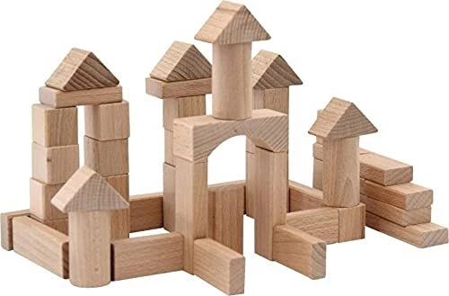 Bausteine Bauklötze Holzspielzeug Bauset 100 Stück Naturbausteine Vedes NEU
