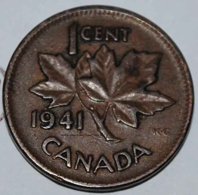 Canada 1941 1 Cent Copper One Canadian Penny Coin