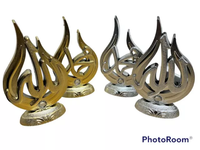 2Pcs Set Home Décor Allah Mohamad Model Silver Gold Islamic Arabic Ornament Gift