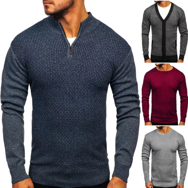 Pullover Strickpullover Stehkragen Sweater Basic Herren Mix BOLF 5E5 Unifarben