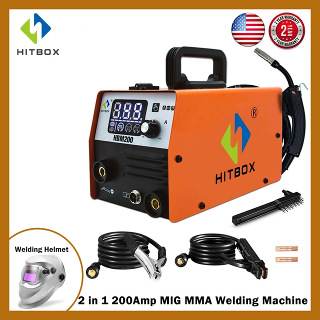 HITBOX 200AMP MIG Welder 110V DC Inverter 2 in 1 Gasless ARC/MMA