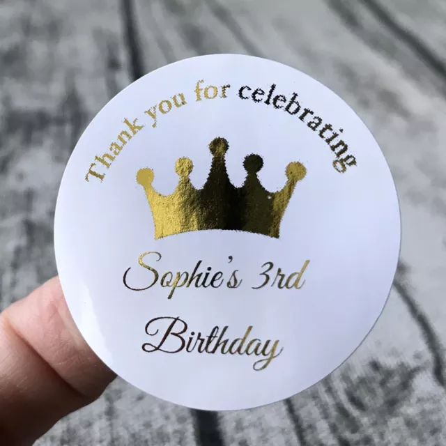 48x 4cm Personalized Birthday Gift Stickers Thank You Gold Foil Favour Labels