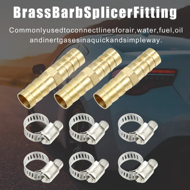 1 Set 10mm Hose Barb Fitting Connector for Air Water Fuel Pipe with Clamps