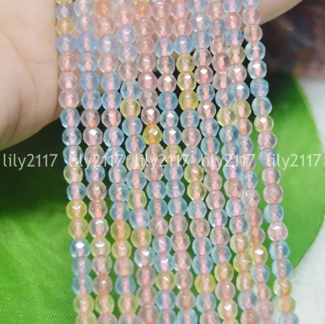 Wholesale 4/6/8/10mm Rainbow Morganite Multi-Color Faceted Gems Loose Beads 15"