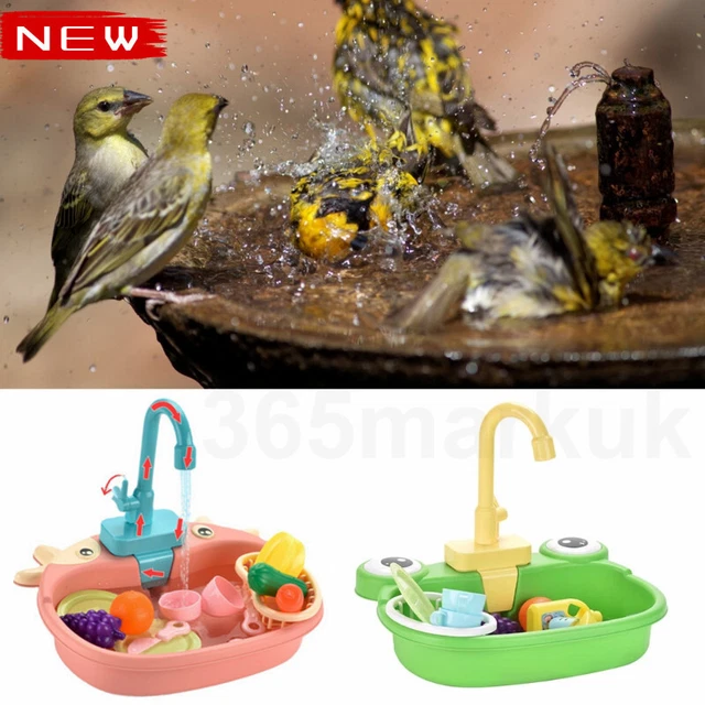 EUNEWR Automatische Vogelbadewanne Mit Wasserhahn - Spielbad Für Papageien & Vögel