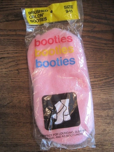 VTG NIP Brushed Orlon PINK Booties Womens Size 9-11 Foot Socks-USA-NEW