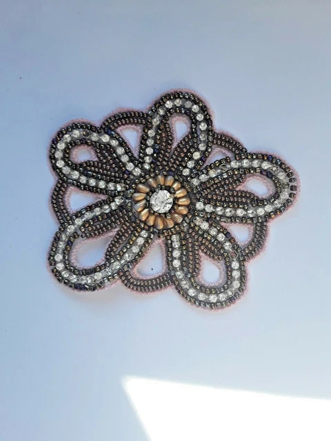 Ceinture La Regale Perles Noires & Strass - Taille L - Vintage - Occasion Excellente