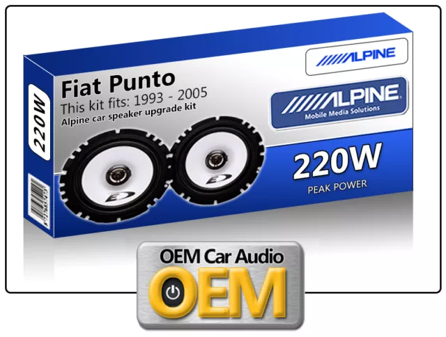Fiat Punto Front Door speakers Alpine 17cm 6.5" car speaker kit 220W Max