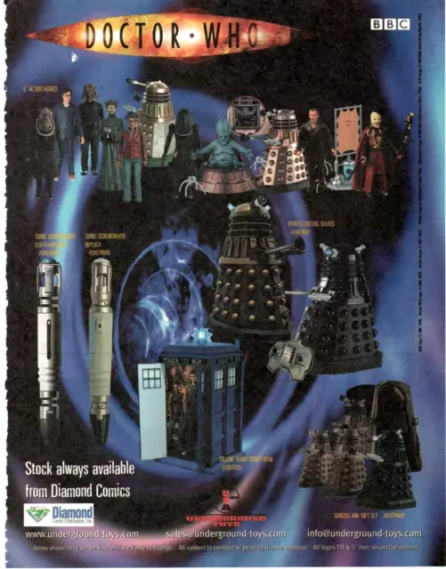 2007 BBC Doctor Who Action Figure PRINT AD - Tardis Daleks Sonic Screwdriver 2007 BBC Doctor Who Action Figure PRINT AD - Tardis Daleks Sonic Screwdriver