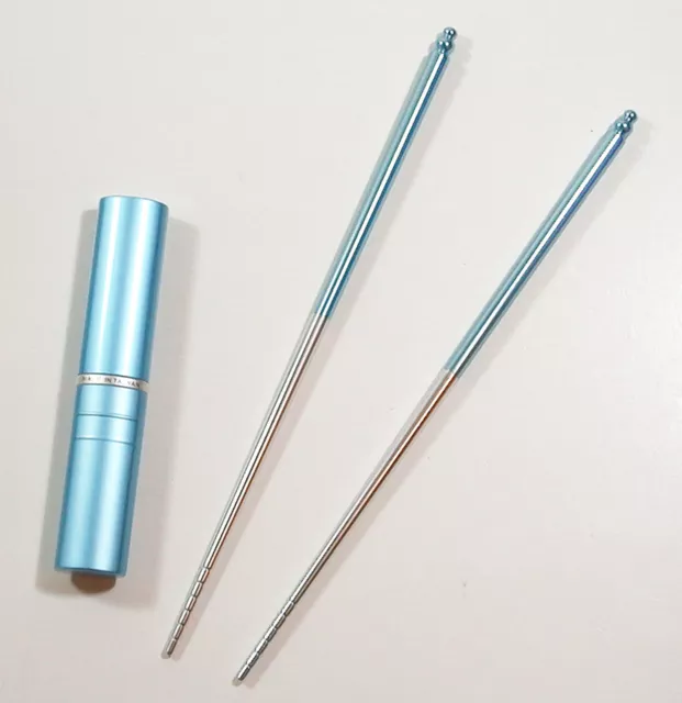 Deluxe XL Blue Portable Pen Pocket Aluminum Alloy Chopsticks Light Durable NEW