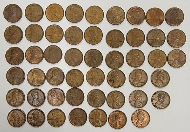 Roll Of 1909 P Wheat Penny Lincoln Cent - XF to AU - 50 Coin Lot