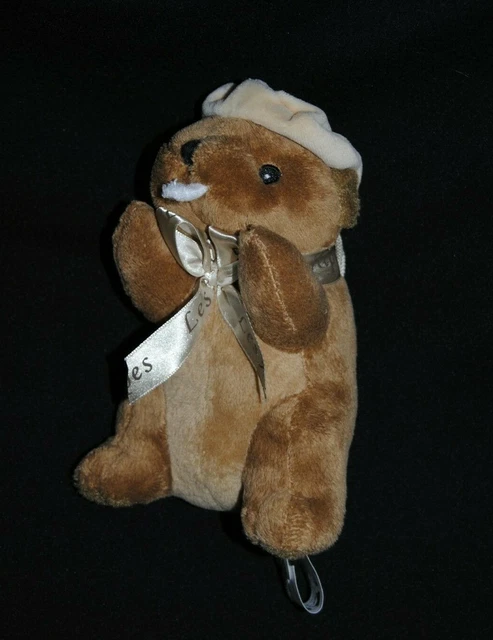 Doudou  peluche marmotte LES ALPES castor brun marron béret beige 18 cm NEUF