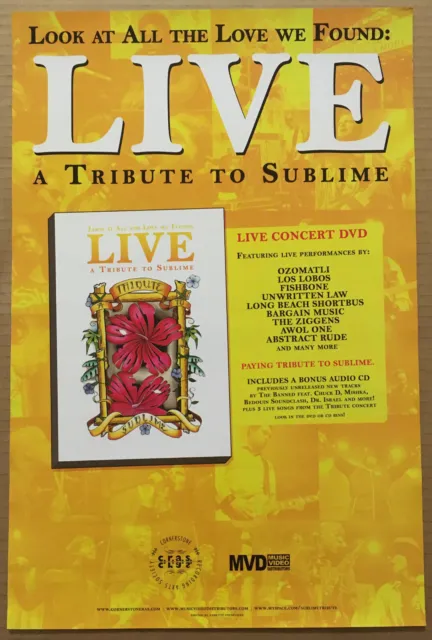 SUBLIME Rare 2005 PROMO POSTER for Tribute DVD 12x18 LOS LOBOS Fishbone OZOMATLI
