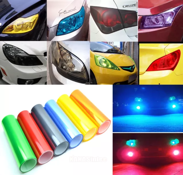 11 Colors Car Headlight Taillight Vinyl Wrap Glossy Matte Tint Film Sticker - CF