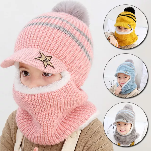 Cappello caldo inverno caldo inverno bambino bambine sciarpa con cappuccio earflap lavorato a maglia CVM 2