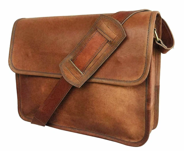 Neuf Homme 18 " Sac Ordinateur Portable Véritable Vinatge Cuir Épaule Mallette