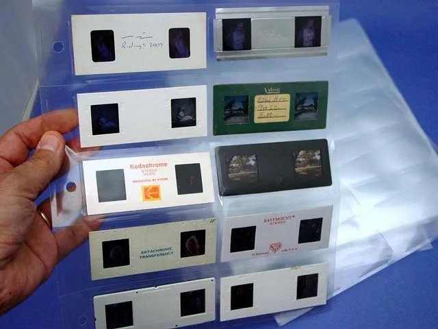 10 Stereo Realist Archival Slide storage Pages for storing 100 slides - nice!!