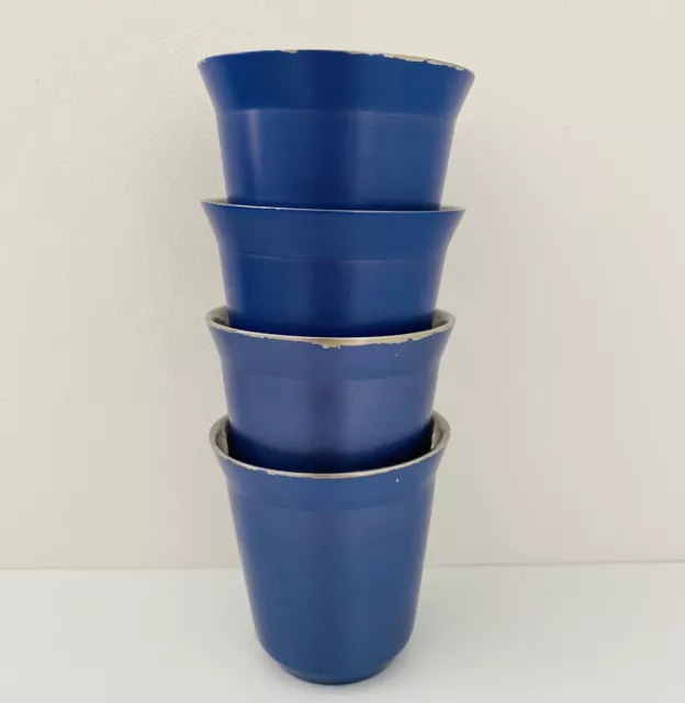 Nespresso 4x Pixie Lungo Vivalto Coffee Expresso Cups Blue Metal Tumblers