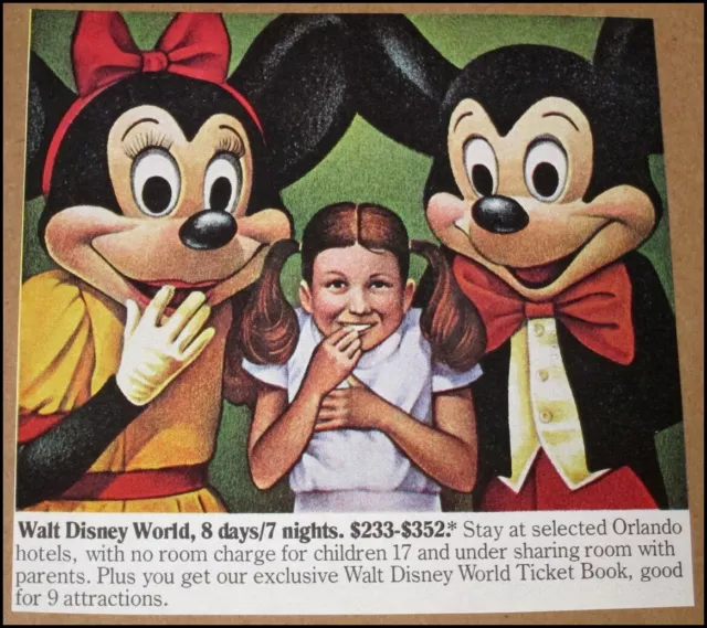 1977 Walt Disney World Florida Print Ad Clipping Mickey Mouse Minnie Mouse