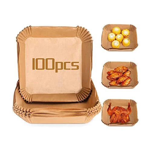 100 Pezzi Carta Forno per Friggitrice, Carta Forno Inserti ad Aria Calda, (Q4s)