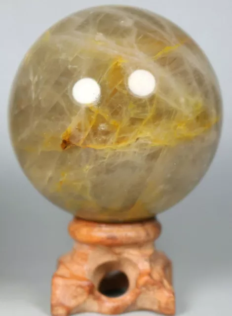 NATURAL Yellow PHANTOM MULTI-INCLUSIONS Rainbow CRYSTAL polishing sphere Ball