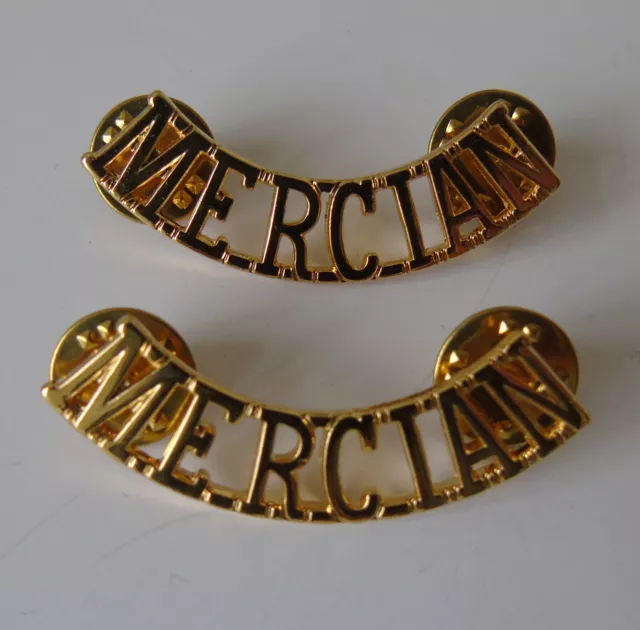 British Army Mercian Regiment Gilt Shoulder Titles