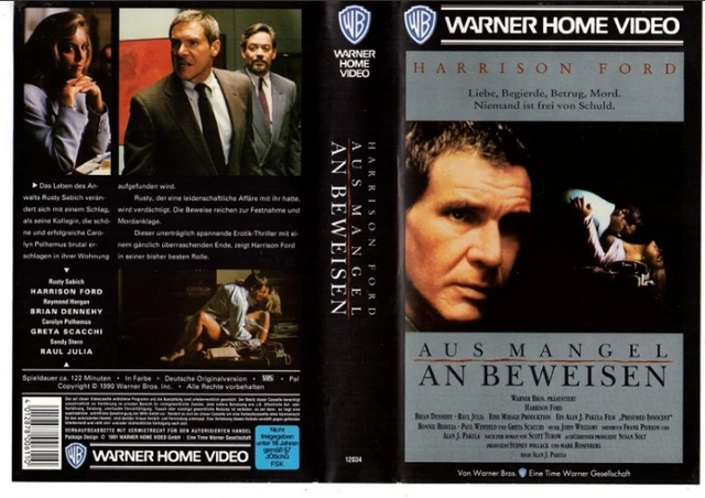 AUS MANGEL AN Beweisen Harrison Ford (VHS Cassette) EUR 4,99