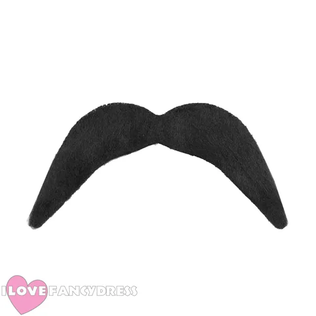 Mexican Moustache Black Stick On Fancy Dress 70S Accessories Choose Quantity Lot