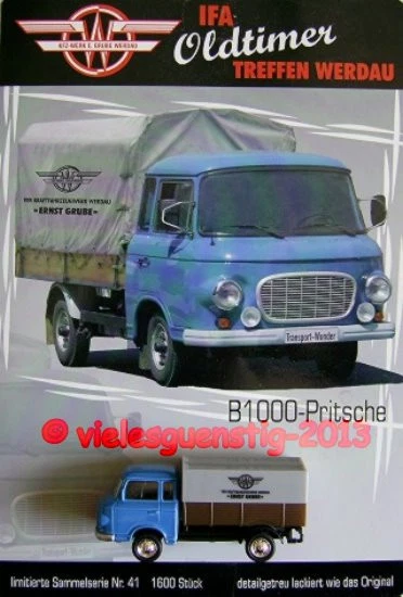 DDR-PKW Modell  B1000 Pritsche IFA Werdau Nr. 41 Sammelserie IFA Oldtimer