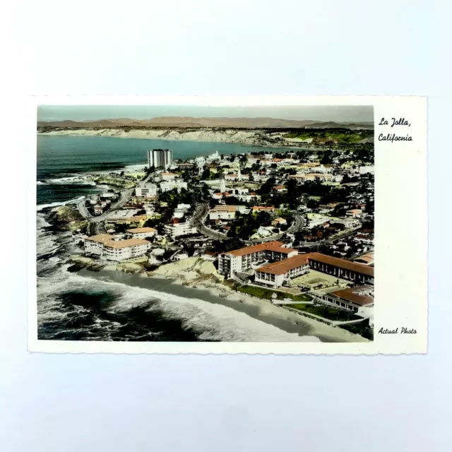 RPPC Postcard California La Jolla CA San Diego Aerial Colored BW 1950s Unposted